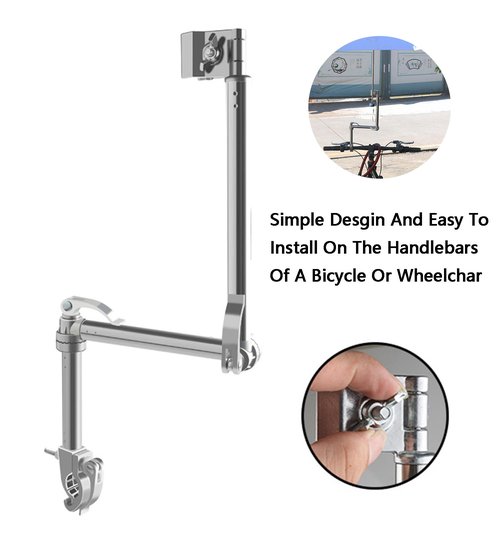 Umbrella Holder for Stroller, Wheelchair Umbrella Mount Holder, Adjustable 3 Section Tube Handle, 360° Adjustable Bike Umbrella Stretch Mount Stand Holder for Handlebars with Diameter of 22-27mm