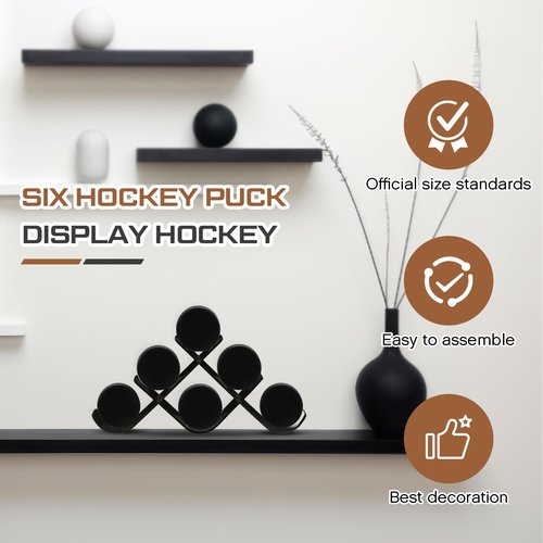 Wonderjune Acrylic Hockey Puck Display Case for Displaying Your Autograph Hockey Puck Black Display Case Collection Gift (13.8 x 1.8 x 6.3 Inches)