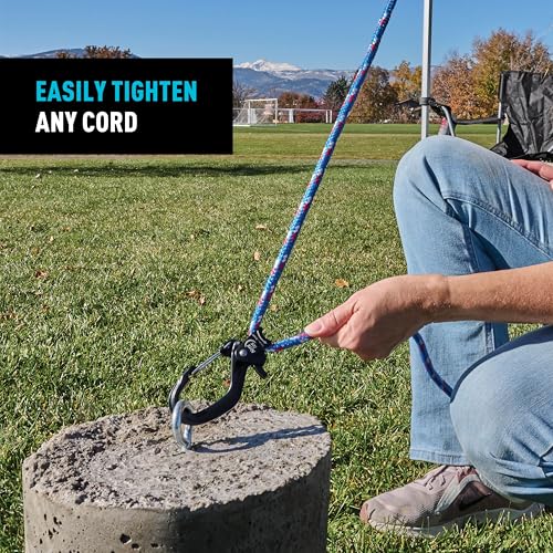 Nite Ize CamJam SlideLock Rope Tightener & 10 ft Nylon Rope - Features Pull-to-Tighten Lock & Quick-Release Lever - 250 lb Working Load Limit - Fits Rope Sizes 3?6mm - Large