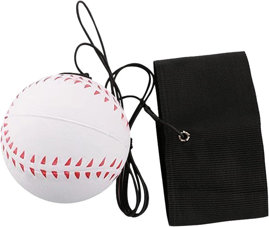 Galepromot White Wrist Return Ball, 2.36 Inch Sports Wrist Balls on a String, Rubber Rebound Bouncy Wristband Balls on Elastic String Sports Reaction for Wrist Exercise or Play Ball Pit (Baseball)