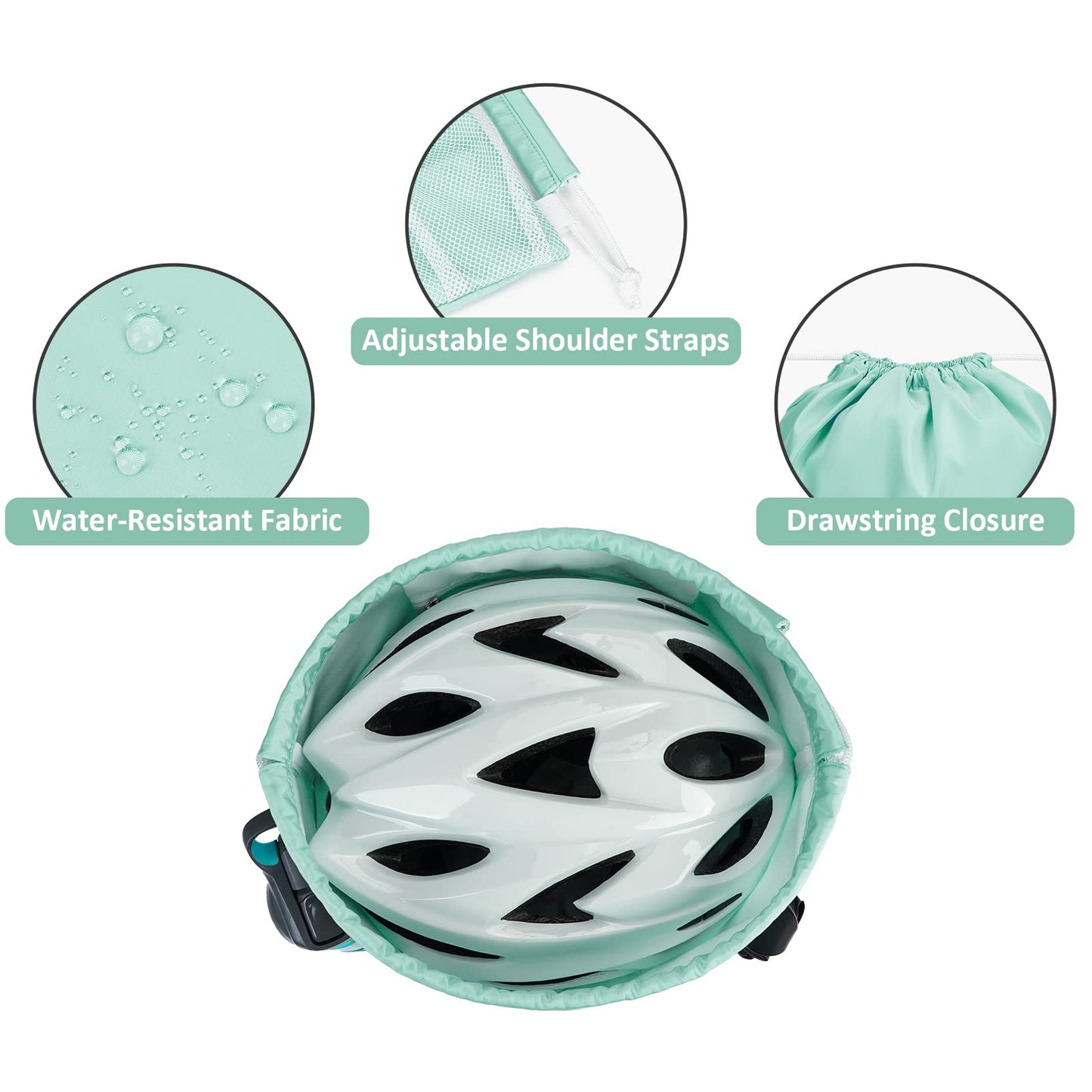 WANDF Drawstring Backpack with Shoulder Pad Sports Gym Backpack with Mesh Pocket String Bag for Women Men(Mint green)