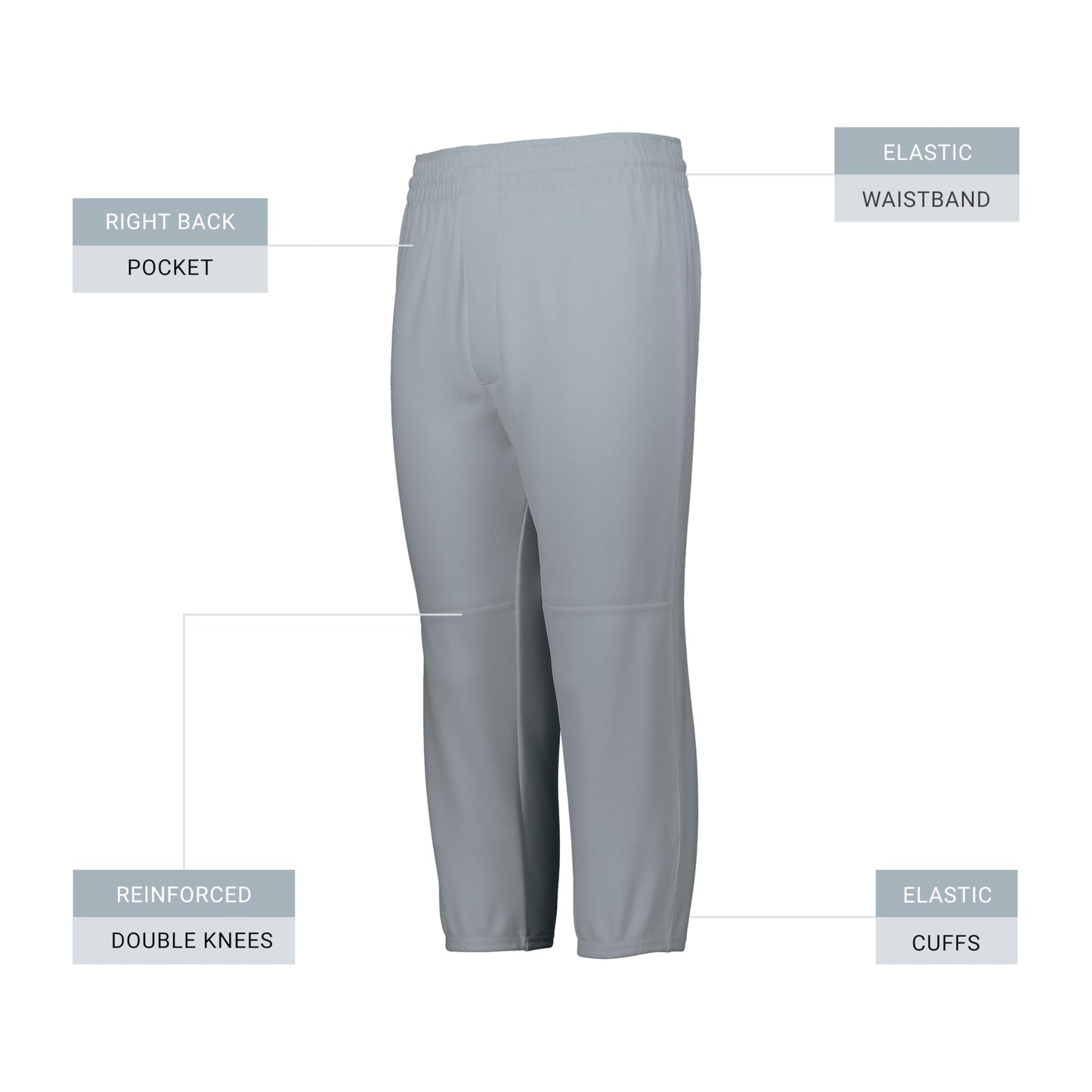 Augusta Sportswear Youth Gamer Pull-Up Baseball Pant Blue Grey XL