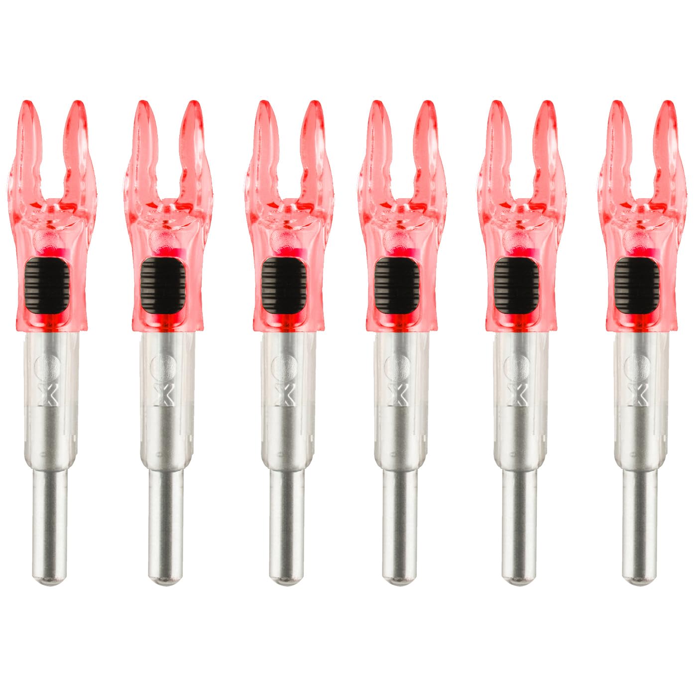 LEANPRO 6Pack Lighted Nocks for Arrows .204".233".244".246" Inside Diameter Lighted (X Lighted Nocks with ON/Off Switch, Red)