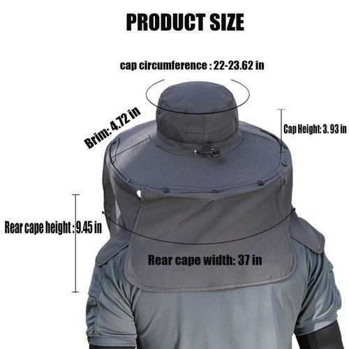 Solar Fan Hat with Neck Flap,Wide Brim Solar Fan Outdoor Fishing Hat,Upf50+ (C)