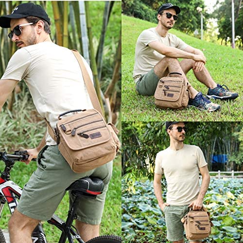 Red Canvas Messenger Bag - Small Crossbody/Shoulder Work Bag, Vintage Multifunction