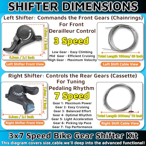 7 Speed Bike Shifter Set for MTB Road City Bicycles - TX-30 Lever