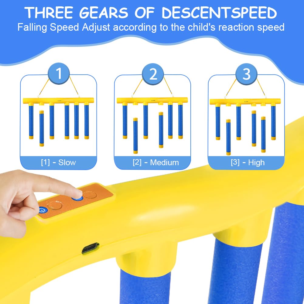 Agaommio Reflex Sticks Game, Drop Sticks Game, 3 Adjustable Speed Modes Hand-Eye Coordination Reaction Time Training Challenge Toys, Catch Falling Sticks Game for Adults & Kids