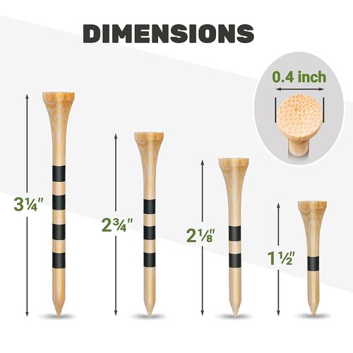 SAPLIZE Bamboo Golf Tees 150 pcs (3-1/4"), Biodegradable Material, More Durable and Stable, Reduce Side Spin and Friction