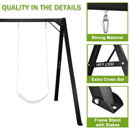 Swing Stand Frame, 8FT Heavy Duty Swing Set Frame, 880 lbs Capacity Heavy-Duty Outdoor Playground Sets for Backyards, Patio, Lawn, Black