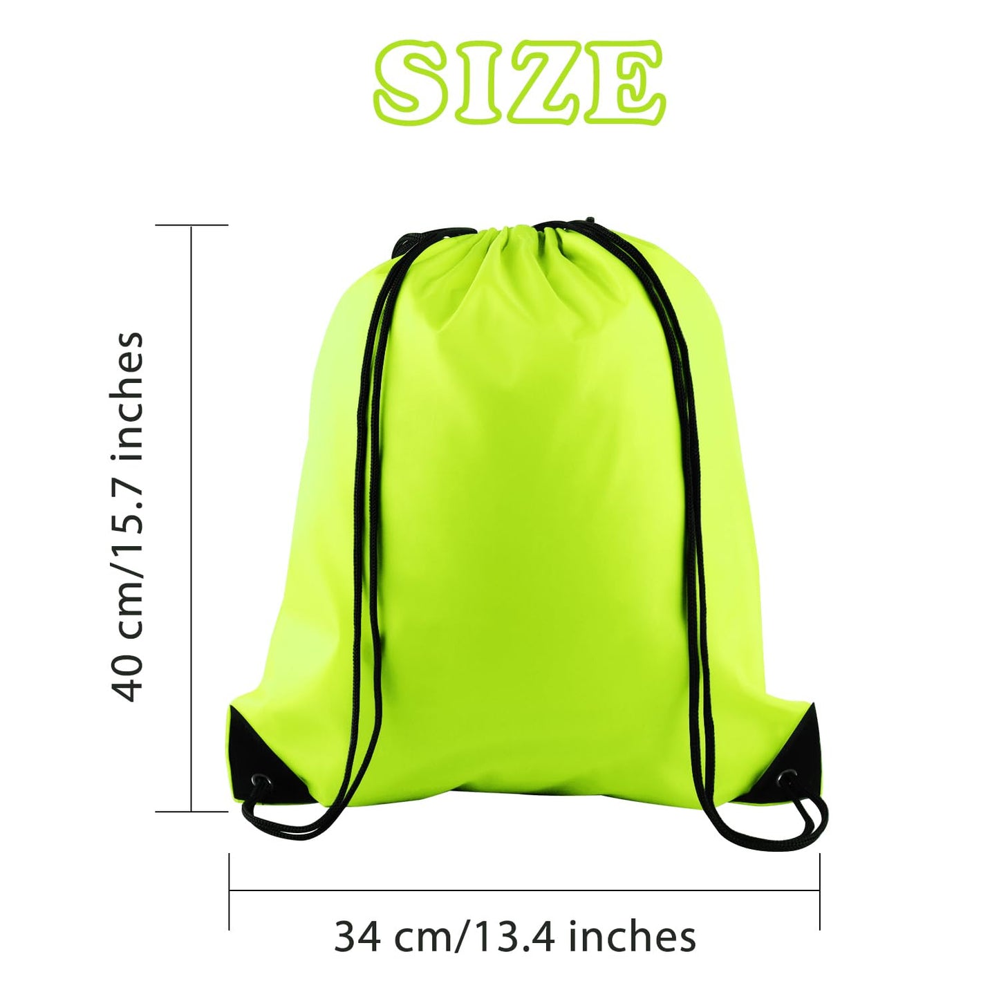 KUUQA 50Pcs Fluorescent green Drawstring Backpack Bulk Drawstring Bags String Bags Storage Bags Gym Backpack for Sport Gym Traveling