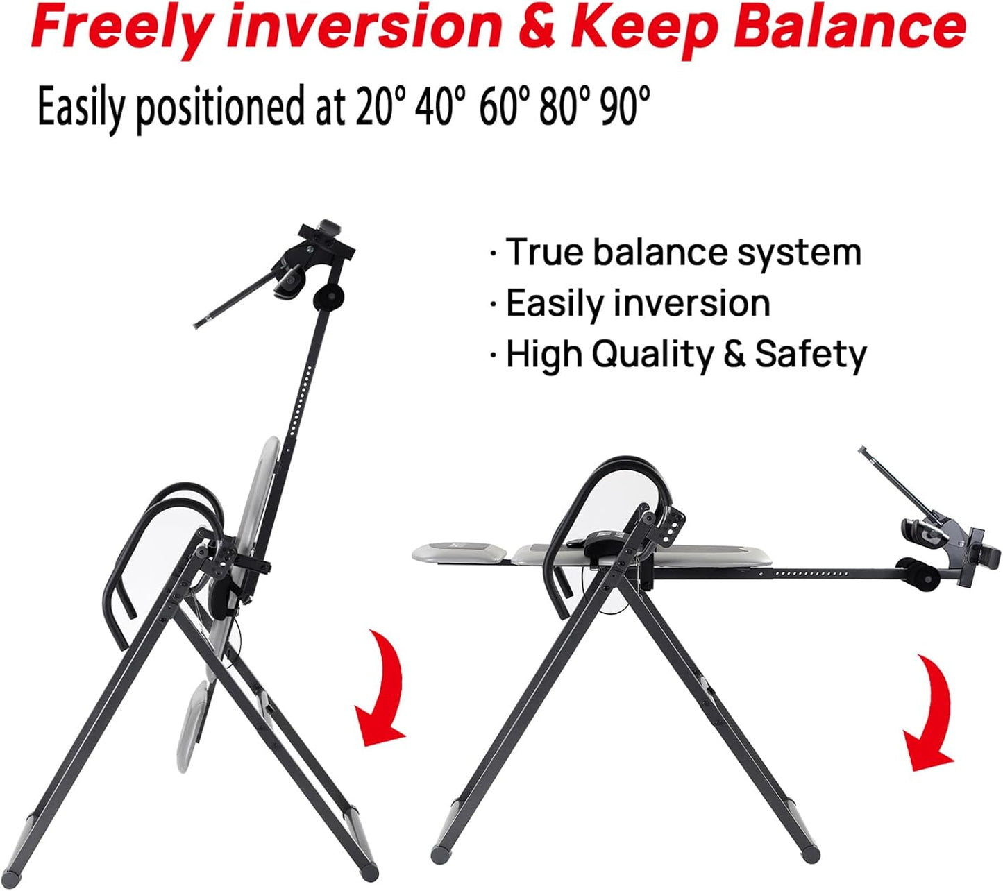 HYTY Massage Inversion Table for Back Pain Relief - Back Stretcher Machine with Adjustable Headrest, Foldable Design, Back Inverter/Strength Training, 300 Lbs Capacity