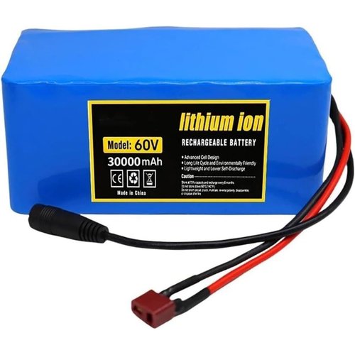 60V 30Ah E-Bike Battery Pack with BMS Protection, Lithium Battery with Charger for Electric Bicycle
