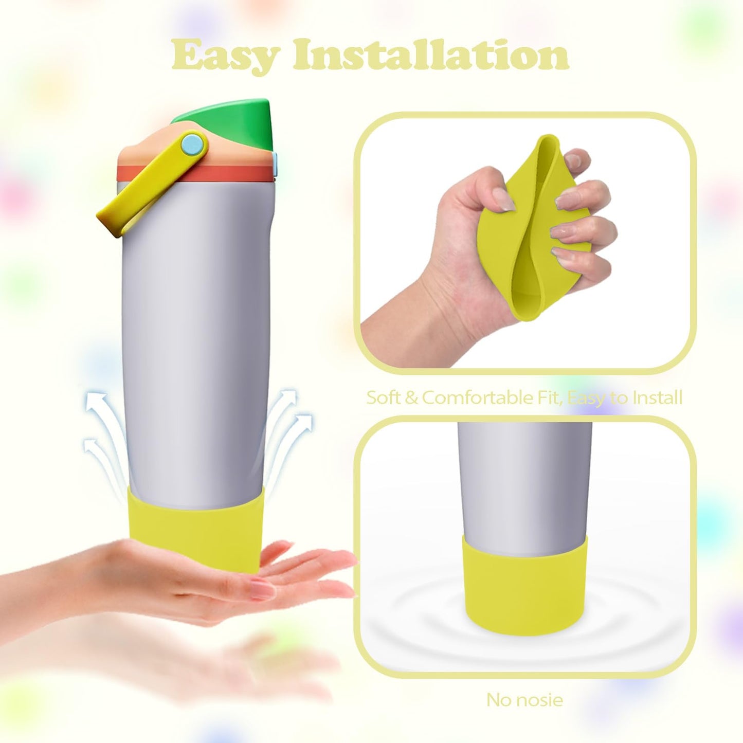 Kaitiaki Silicone Boot for Owala 30oz & 40oz FreeSip Sway Bottles & Tumblers - Non-Slip, Scratch-Resistant, Stability Enhancer, Available in 12 Colors (Opal Dream Yellow)