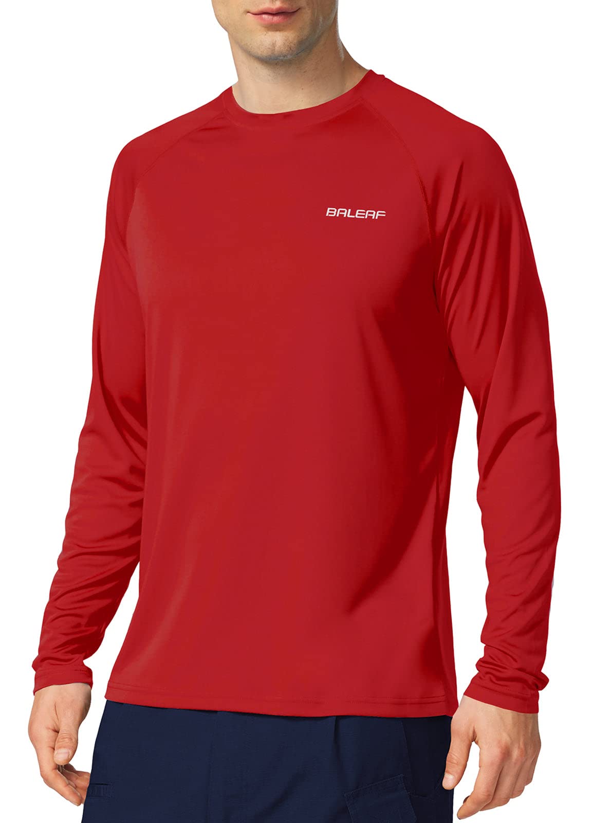 baleaf Mens UPF 50+ Sun Protection Shirts Long Sleeve Rash Guard, Quick Dry 4-Way Stretch for Fishing Swimming Surfing 01-Tomato 3XL