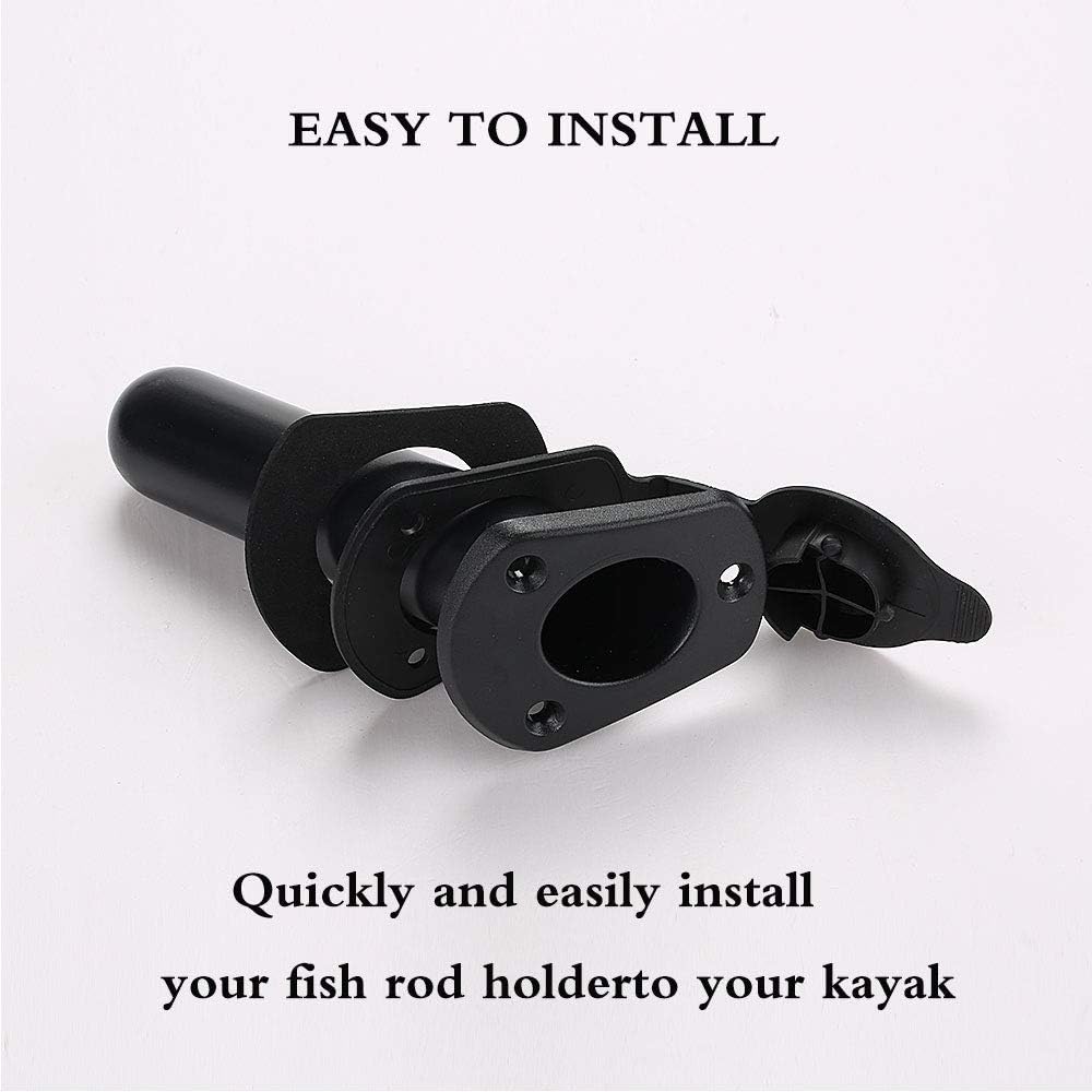 2 Pack Kayak Deck Flush Mount Fishing Rod Holders and Cap Cover for Boat, Canoe and Tackle Accessory Tool