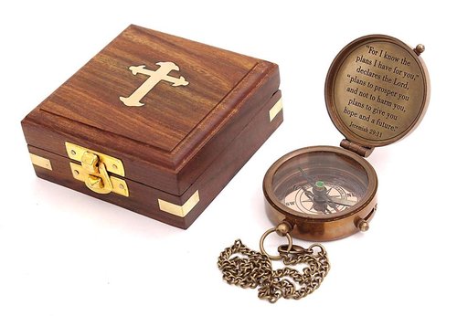 For I Know The Plans I Have For You, Jeremiah 29:11, Solid Brass Directional Engraved Compass, Baptism Gifts for Boys Girls, First Communion, Christian Gifts for Men, First Confirmation Gifts for Boys