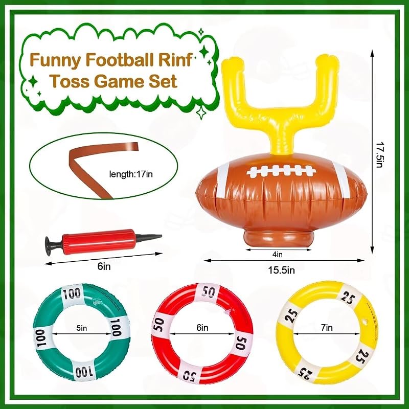 2 Set Inflatable Football Ring Toss Post Game 6 Rings + Pump