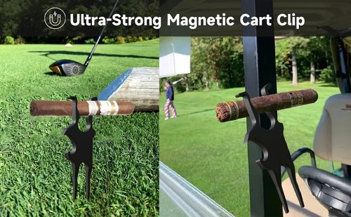 NEW3 in 1 Golf Multi-Tool – Portable Magnetic Holder for Golf Cart – Fits 25 to 40 Ring Gauge, Metal Magnetic Golf Cart Holder with Clamp, Can Opener,Metal Divot Repair Tool and Ball Marker