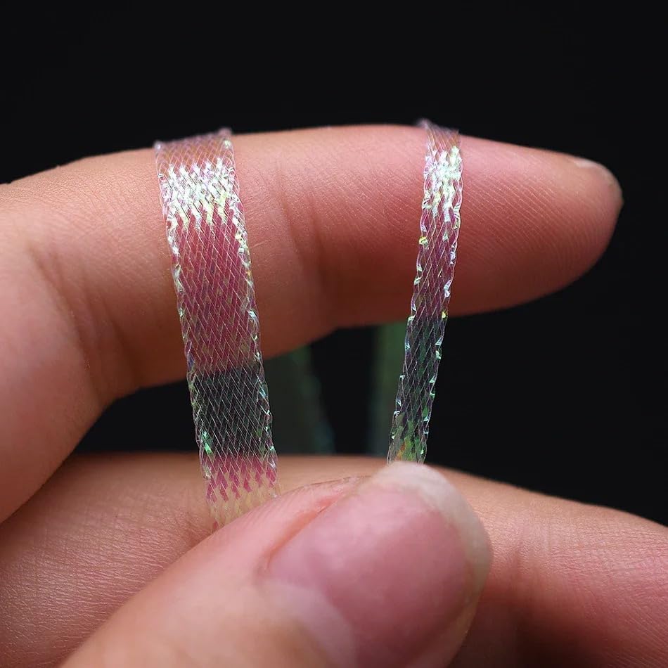 2pcs Ice Pearl Braidback 3/5mm Flat Diamond Braid Lace Sparkle Shrimp Backs Pearlescent Braided Fly Tying Material