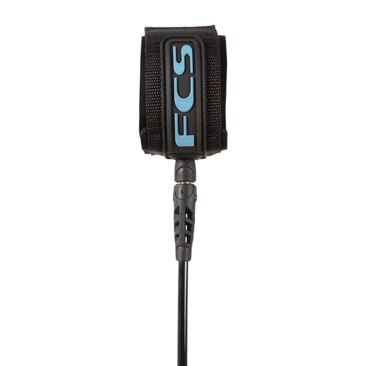 FCS Regular Classic Surfboard Leash – Durable 7mm Cord, Neoprene Strap, Anti-Tangle Swivel – Everyday Surf Leash for 2–8ft Waves (Tranquil Blue/Black, 6')