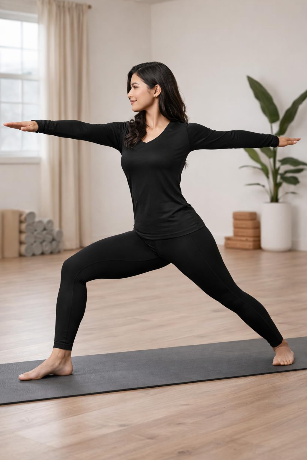 Opna Women's Long Sleeve Athletic Shirts – Moisture Wicking Dry Fit Workout Tops BLACK-M