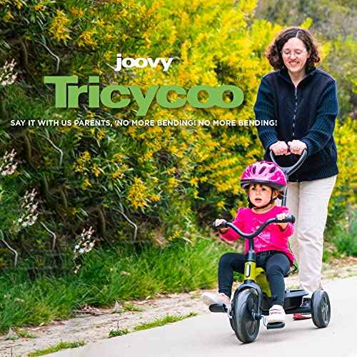 Joovy Tricycoo Fold & Go Toddler Tricycle Featuring Removable, Adjustable Push Handle, Lockable Pedals, Height-Adjustable Seat, 3-Point Safety Harness, and Rear Storage Box (Blueness), 27.6"x18.5"x37"
