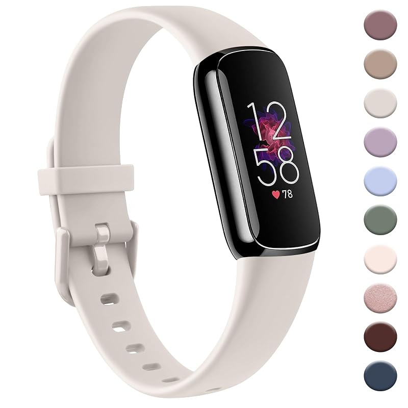 Starlight Small AK Fitbit Luxe Bands - Silicone Replacement Wrist Straps for Women Men