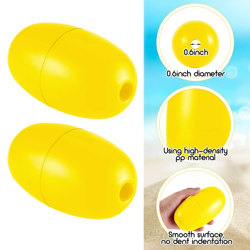 Lewtemi 4 Pcs Buoys Floats Rope Floats Marine, 4.72'' x 2.75'', 3/5'' Hole Deep Water Fishing Marker Buoys Bulk for Boats Swimming Kayak Crabbing Trail Dock Pool (Yellow)