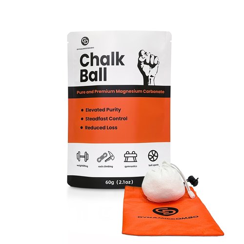 DYNAMICCOMBO Chalk Ball | Gym Chalk in Single-Pack Refillable Sock | Workout Chalk for Weightlifting, Gymnastics, Rock Climbing - 60g