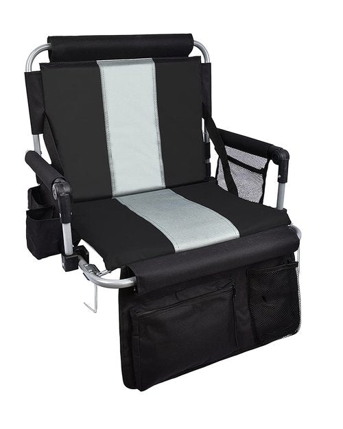 AOOXIMI Stadium Seats with Back Support, Folding Bleacher Seat with Cup Holders, Mesh Bags and Hide Hooks, Portable Wide Bleacher Chairs with Back and Cushion, Perfect for Sports Events and Concerts