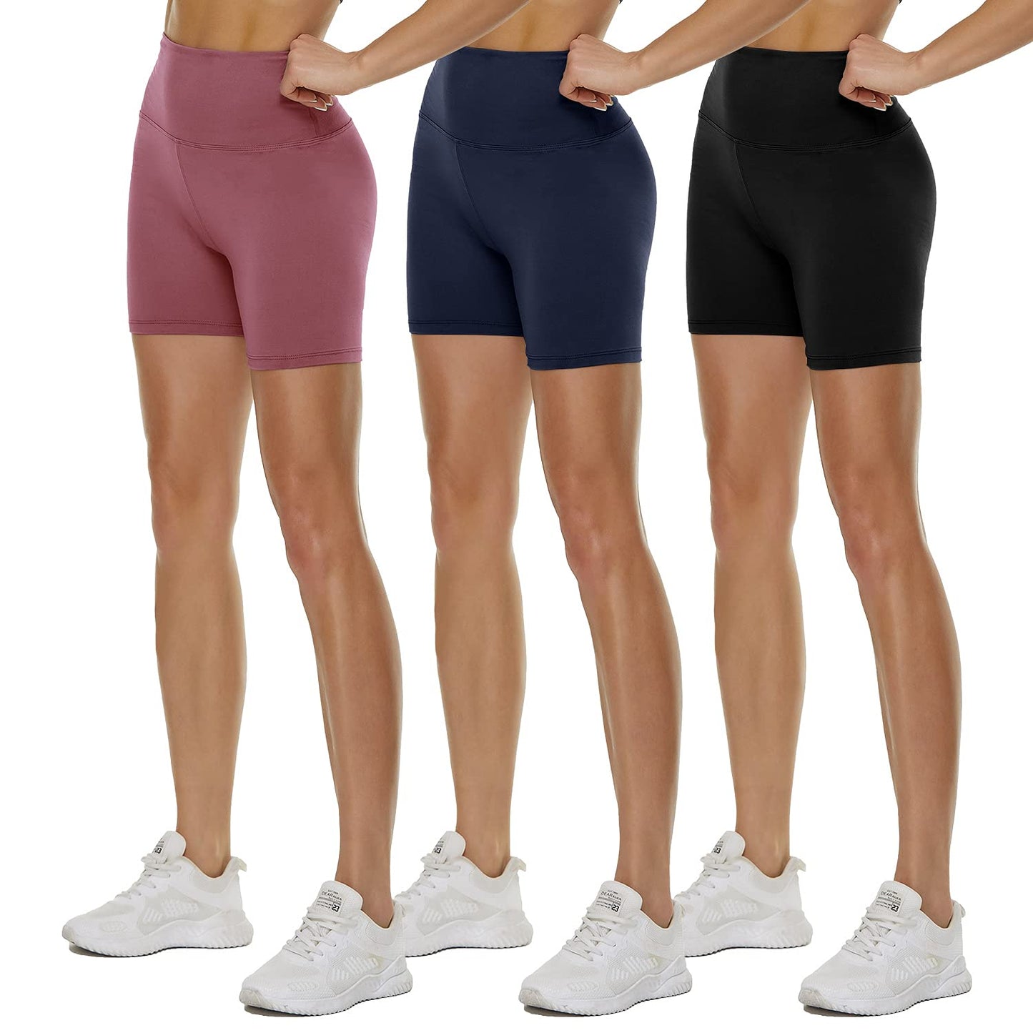 QGGQDD 3 Pack High Waisted Biker Shorts for Women – 3"/ 5"/ 8" Black Workout Yoga Compression Tummy Control Shorts for Running Clothing
