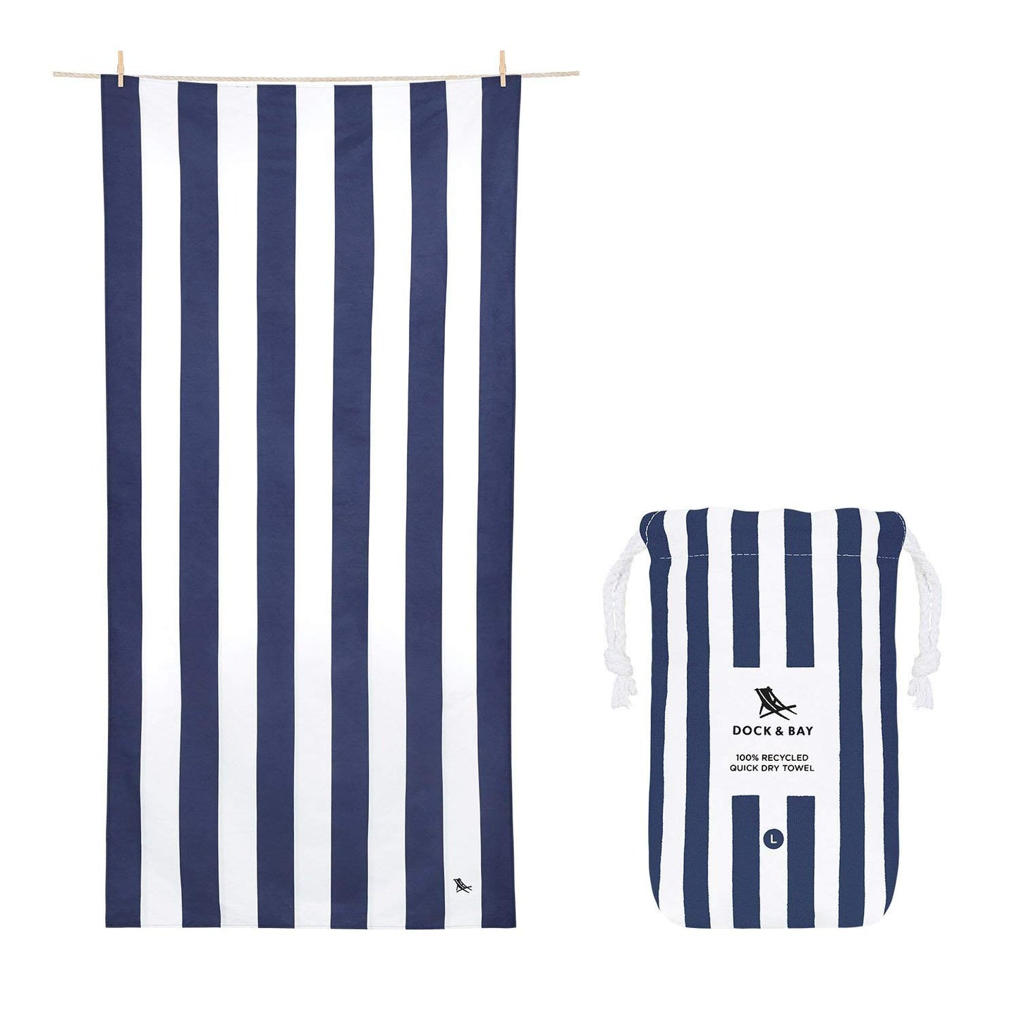 Dock & Bay Beach Towel - Quick Dry, Sand Free - Compact, Lightweight - 100% Recycled - Includes Bag - Cabana - Set E (4), Large (160x90cm, 63x35)