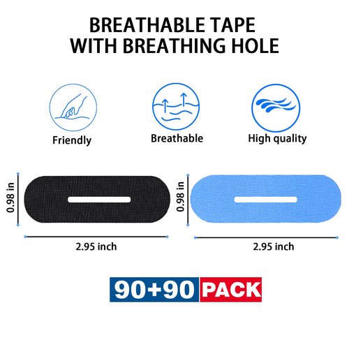 Musibo 180 PCS Bowling Thumb Tape with Breathing Holes - Breathable & Sweat Proof Sports Tape for Men Women, Finger Grip Protection for Bowling, Yoga, Fitness (Black & Blue)