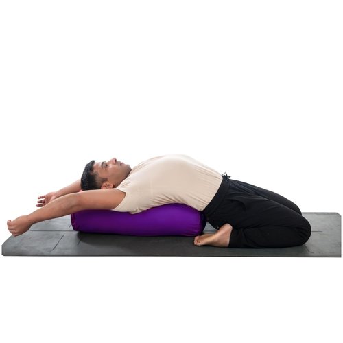 Yogikuti Iyengar Yoga Bolster Pillow for Restorative Yoga & Meditation Poses – 100% Cotton, Firm & Durable Cylindrical Cushion with Washable Cover, Perfect for Balance & Supportive Asanas (Purple)