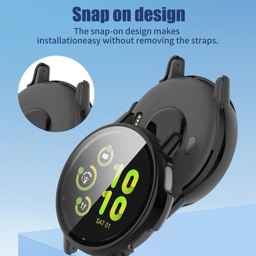 Kimiyaki for Garmin vivoactive 5 Screen Protector Case [Full Coverage], Hard PC Bumper All-Around Protective Accessories for Garmin vivoactive 5 Built-in Tempered Glass Film