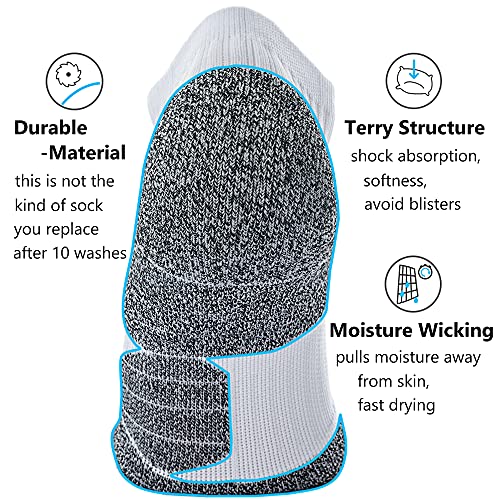 CWVLC Cushioned Athletic Ankle Compression Socks - Small, 6 Pairs, White