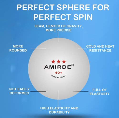 AMIRDE 3-Star Ping Pong Balls High-Performance Table Tennis Balls 40+Ping Pong Ball for Competition and Recreational Play, Abs Ping Pong Ball for Games and DIY（Pack of 120）
