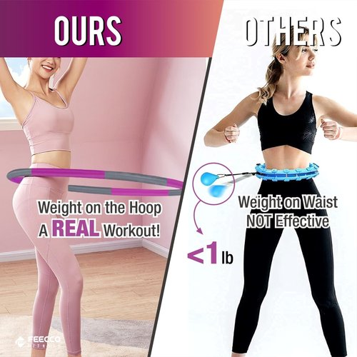 FEECCO Weighted Fitness Hoop, 8 Detachable Sections for Weight Loss