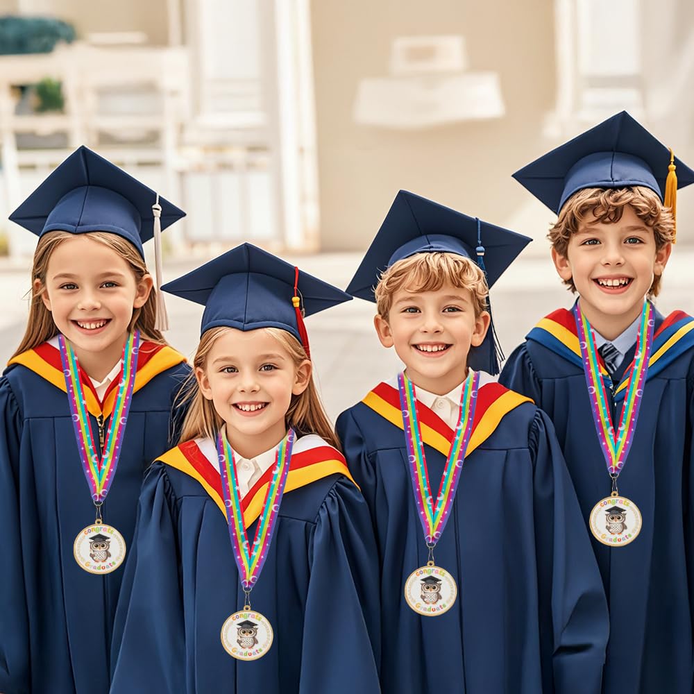 Congrats Kids Graduation Medal, 2 Inch Kindergarten Preschool Graduation Medals for Kids with Rainbow Neck Ribbon for Students Award Medallion Graduation Gifts, Graduation Decorations Class of 2025