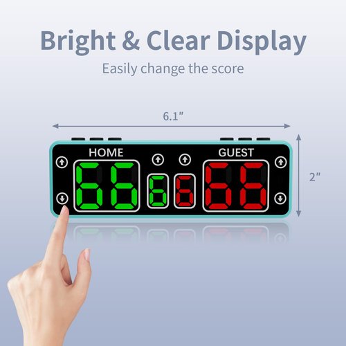 GAN XIN Cornhole Scoreboard,Battery Powered Ping Pong Score Keeper with Touchscreen Button&Top Button,LED Digital Electronic Scoreboard with Buzzer,Shuffleboard/Indoor Games & Sports(Blue)