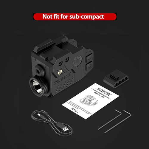 Solofish 800 Lumens Pistol Light Laser Combo, Strobe Function for Green/Red/Blue Laser and Tactical Light with Slidable Rail Fits Full Size Guns w/Rail