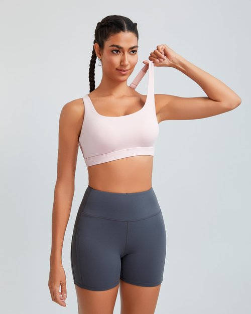 RUNNING GIRL High Impact Sports Bras for Women, Racerback Adjustable Straps Sports Bras for Women with Sewn in Pads_WX3106_Pink_L