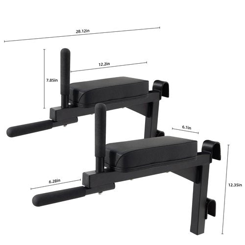 RIOWLAU Swedish Ladder Dip Bar Attachment, Fits TS003A Ladder, Wood Stall Bar for School, Physical Therapy and Gymnastics, Multi-grip (Black, 28"L x 6"W x 20"H)
