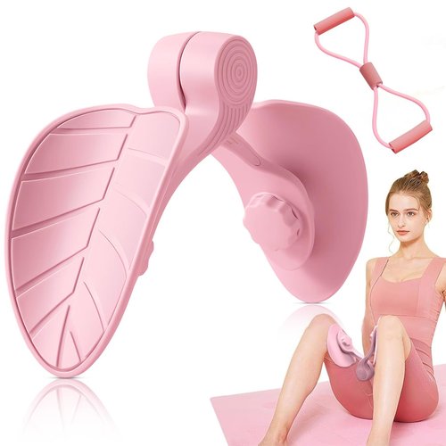 homimanor 26lb Thigh Trainer Thigh Exerciser, Hip & Inner Thigh Exercise Equipment, Pelvic Floor Muscle Trainer with Figure 8 Resistance Band for Arm Leg, Kegel Exercise Products for Women, Pink