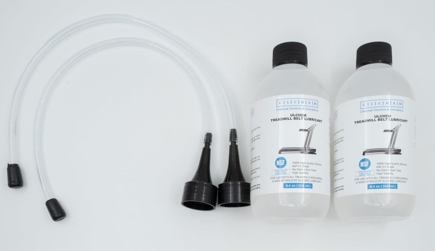 Silicone Treadmill Belt Lubricant, NSF H1 Grade,13-inch Application Tubes, Pure Silicone Oil, Non-Toxic & Odorless, High-Temperature Resistant, Easy to Use for All Brands (16.8 oz/496 ml (2x8.4 oz))
