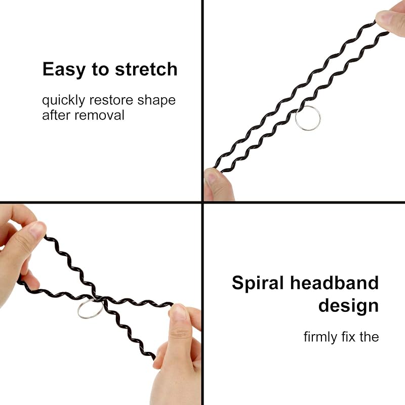 100 Pcs Spiral Wrist Coil Keychains, Plastic Hair Band & Key Ring Set – Black & White