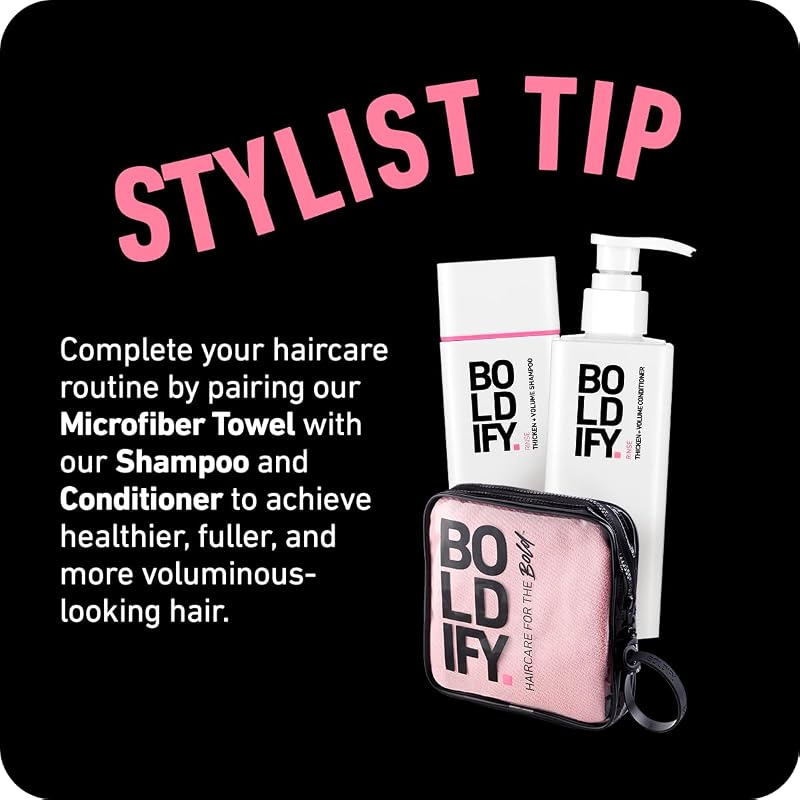 Boldify Pink Quick-Dry Microfiber Hair Towel Wrap for Thin & Curly Hair – Women