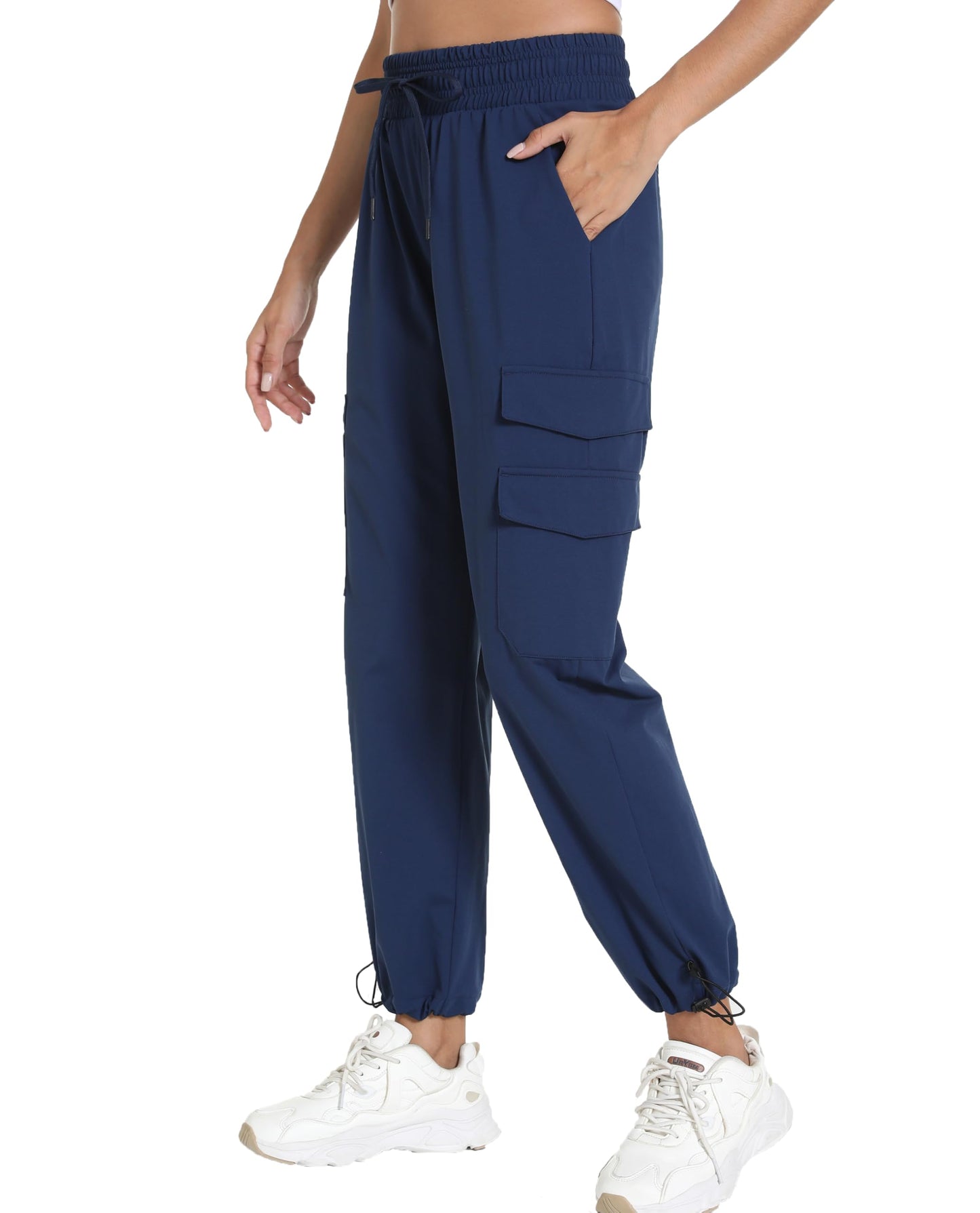 Quick Dry Lightweight Women's Hiking Cargo Pants With 5 Pockets(Navy L)