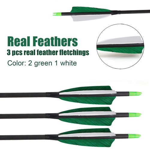 ARCTIRA Archery Real Feather Arrows for Recurve & Traditional Bow 30 inch Carbon Arrows with Removable Arrow Tips for Targeting Adult Beginners 12 Pcs
