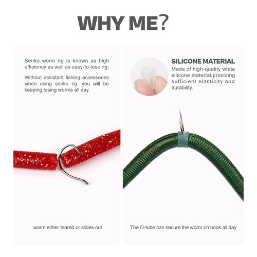 Wacky Worm O-Rings (180/150/120 Packs) – Heavy-Duty Silicone Senko Bait Protector (Only Kit Includes Tool) | Prevents Bass from Ripping Soft Plastics | Fits All Senko Worms (Small/Medium/Large)